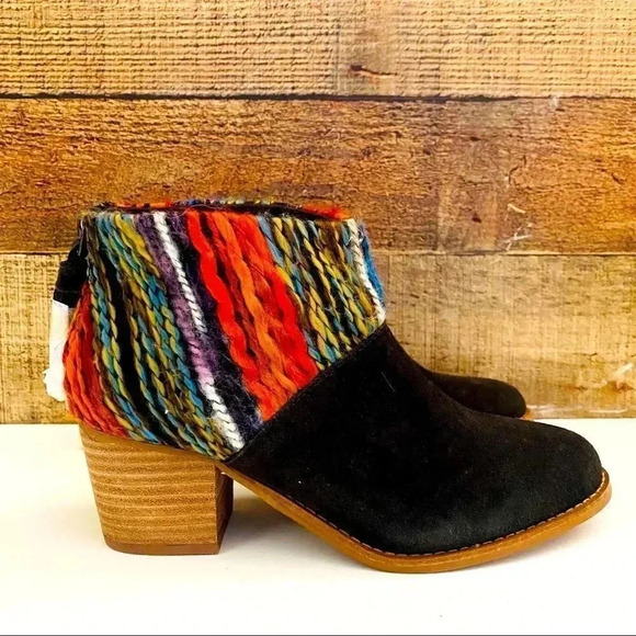 NWT Toms Multi Textile Leila Chocolate Brown Suede Ankle Booties - Picture 3 of 9